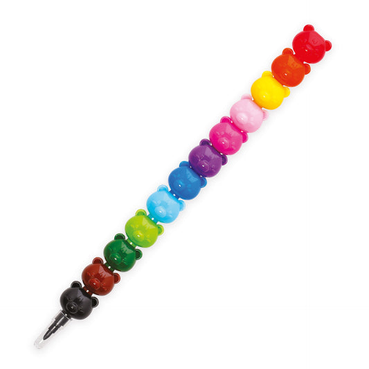 12 Crayons de Couleur Empilables - Teddy Bear