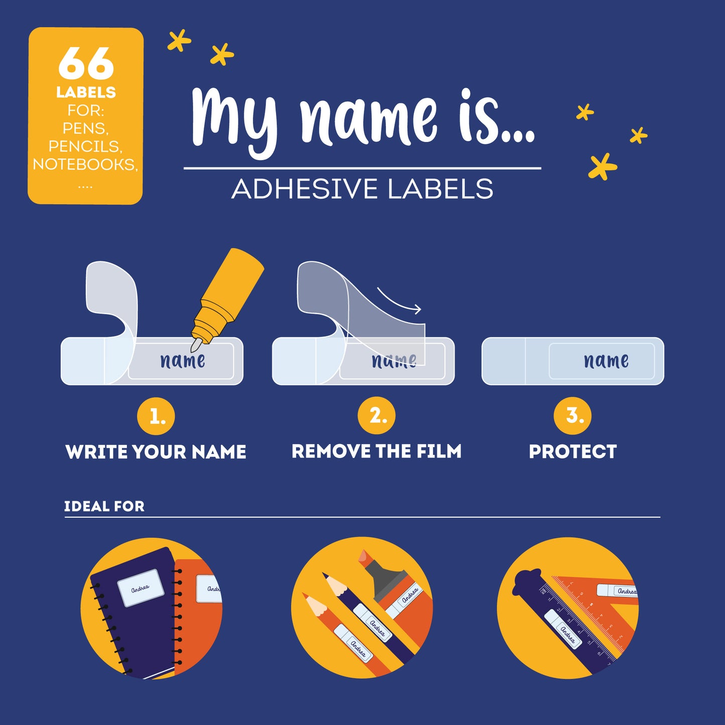 Étiquettes Adhésives avec Film Protecteur - Space