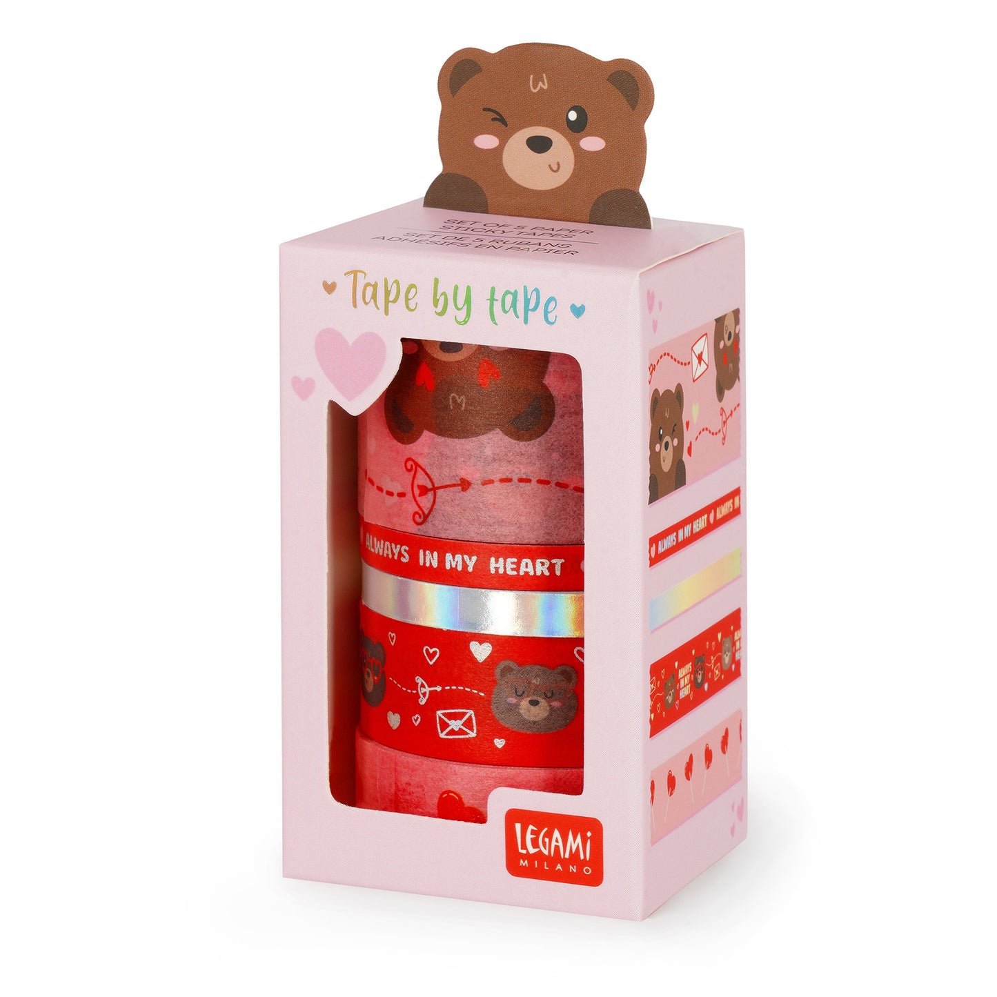 Set de 5 Rubans Adhésifs Décoratifs en Papier Teddy Bear