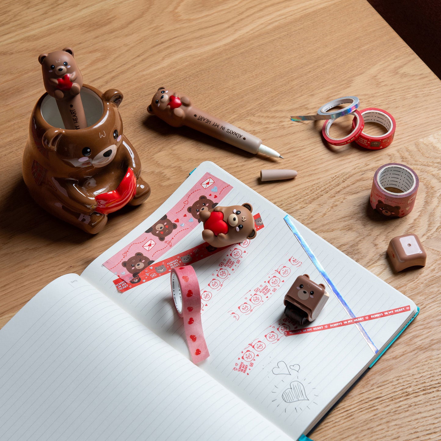 Set de 5 Rubans Adhésifs Décoratifs en Papier Teddy Bear