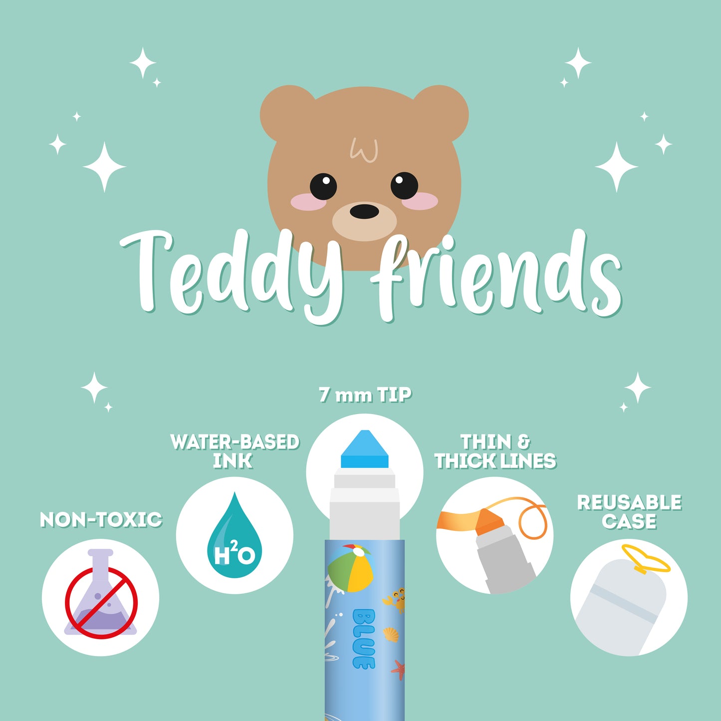 Set de 12 Feutres - Teddy Friends