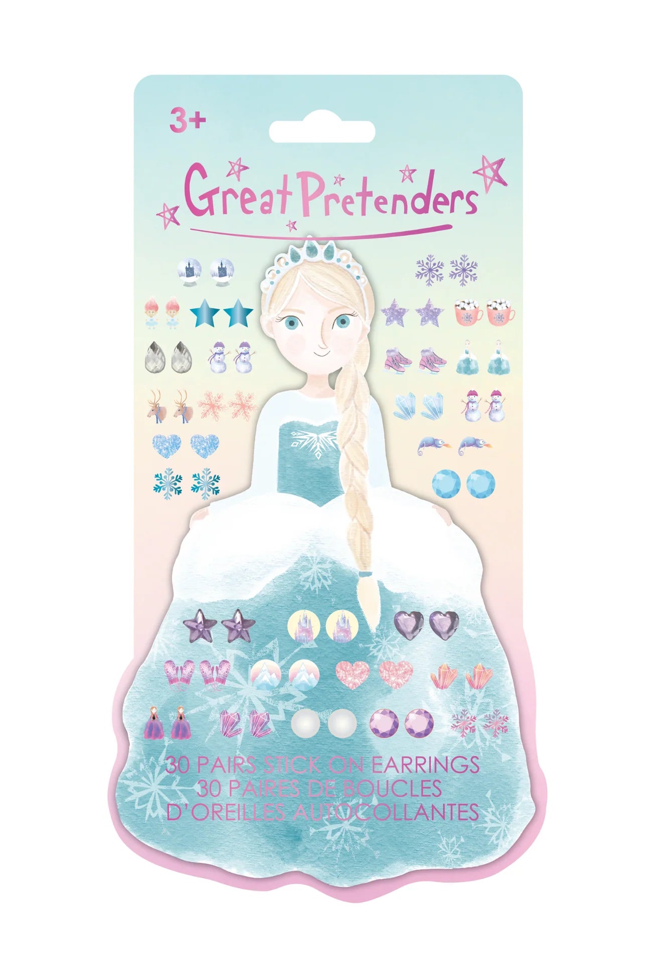 Boucles d'oreilles autocollantes Princesse neige (30 paires)