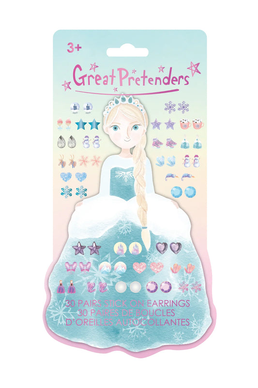 Boucles d'oreilles autocollantes Princesse neige (30 paires)