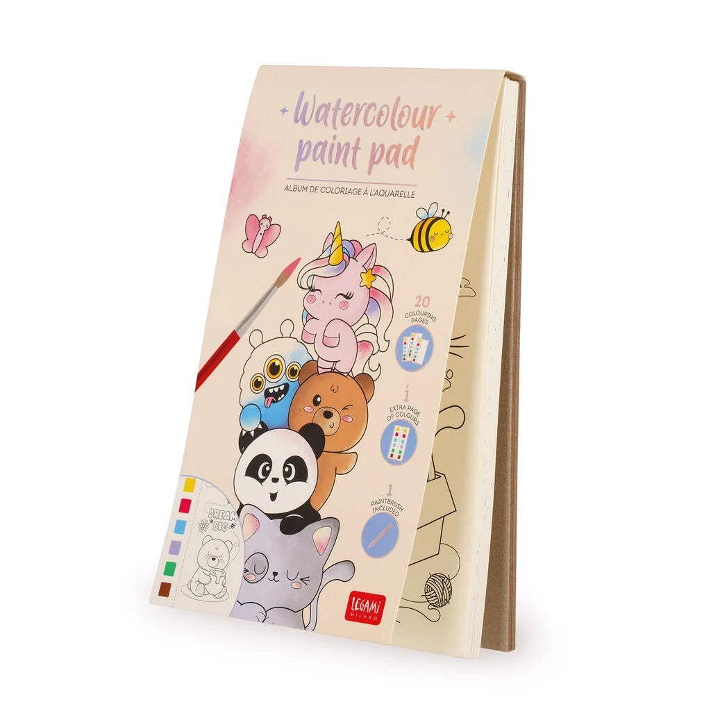 Album de Coloriage à l’Aquarelle - Cute Animals - Watercolour Paint Pad