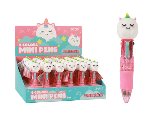 Mini stylo 4 couleurs Licorne