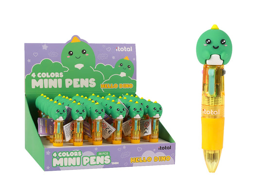 Mini stylo 4 couleurs Dino