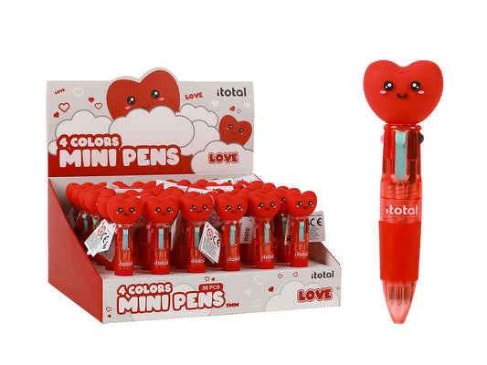 Mini stylo 4 couleurs Coeur