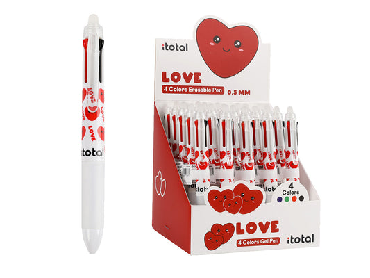Stylo effaçable 4 couleurs Coeur