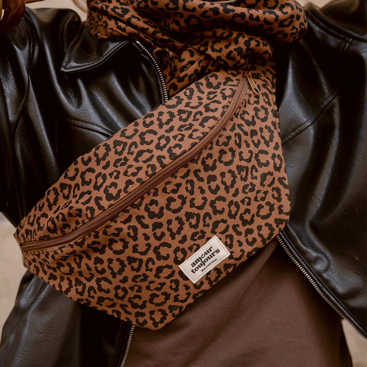 Sac banane adulte coton - Léopard foncé, Amour toujours