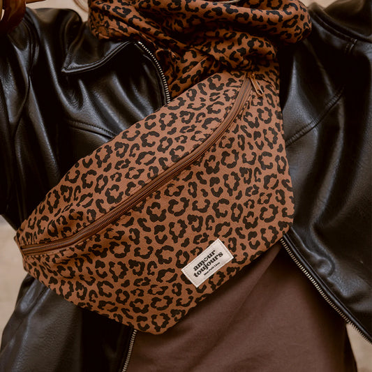 Sac banane adulte coton - Léopard foncé, Amour toujours