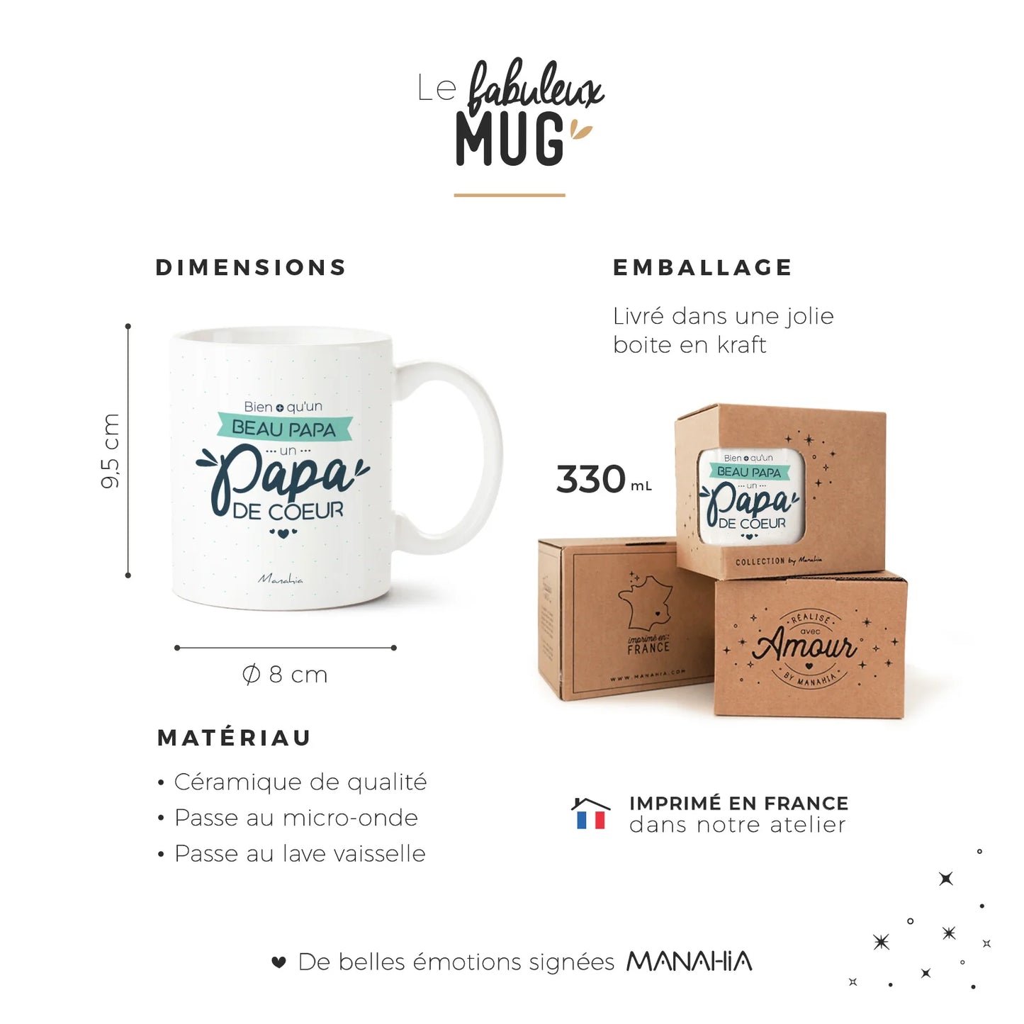Mug "Bien plus q'un beau Papa, un Papa de Coeur"