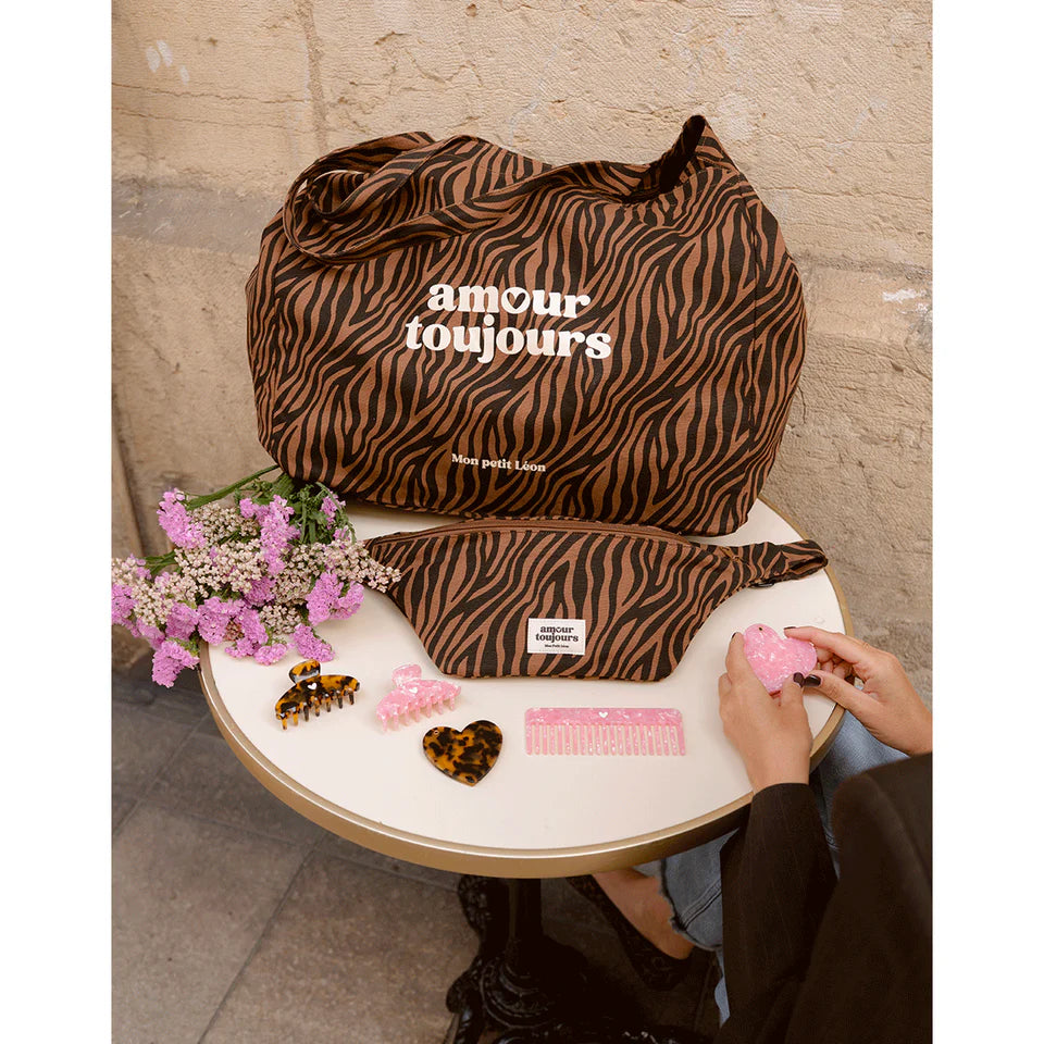Sac banane adulte coton - Zèbre foncé, Amour toujours