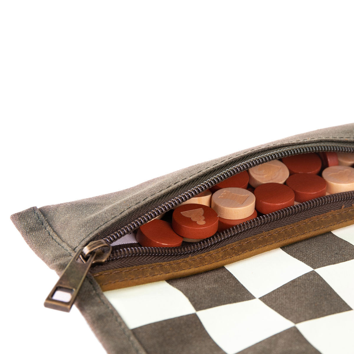 Jeu d'échec & Dames de voyage ROOK Kaki