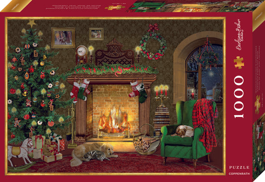 Puzzle 1000 pièces Noël devant la cheminée