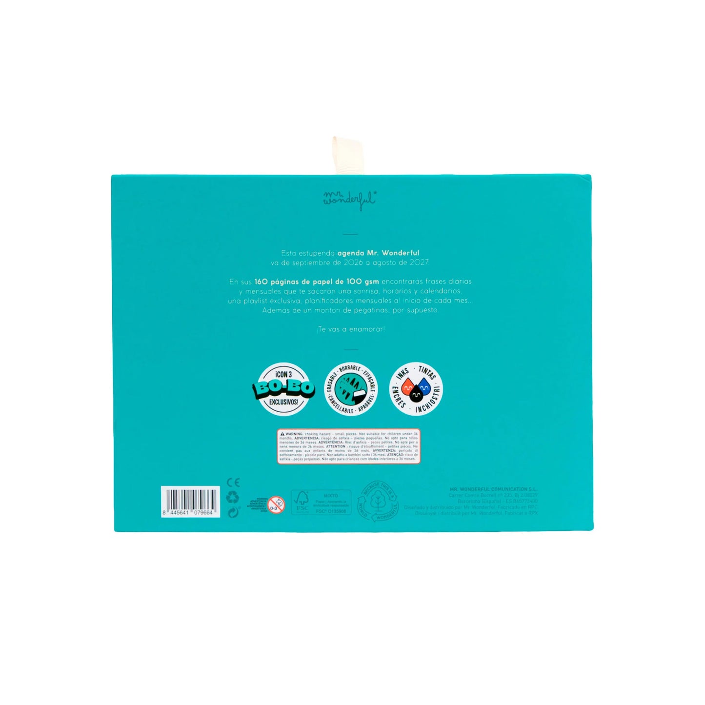 Set agenda Mr. Wonderful 2026-2027 + 3 stylos effaçables Bo-Bo Edition Exclusive