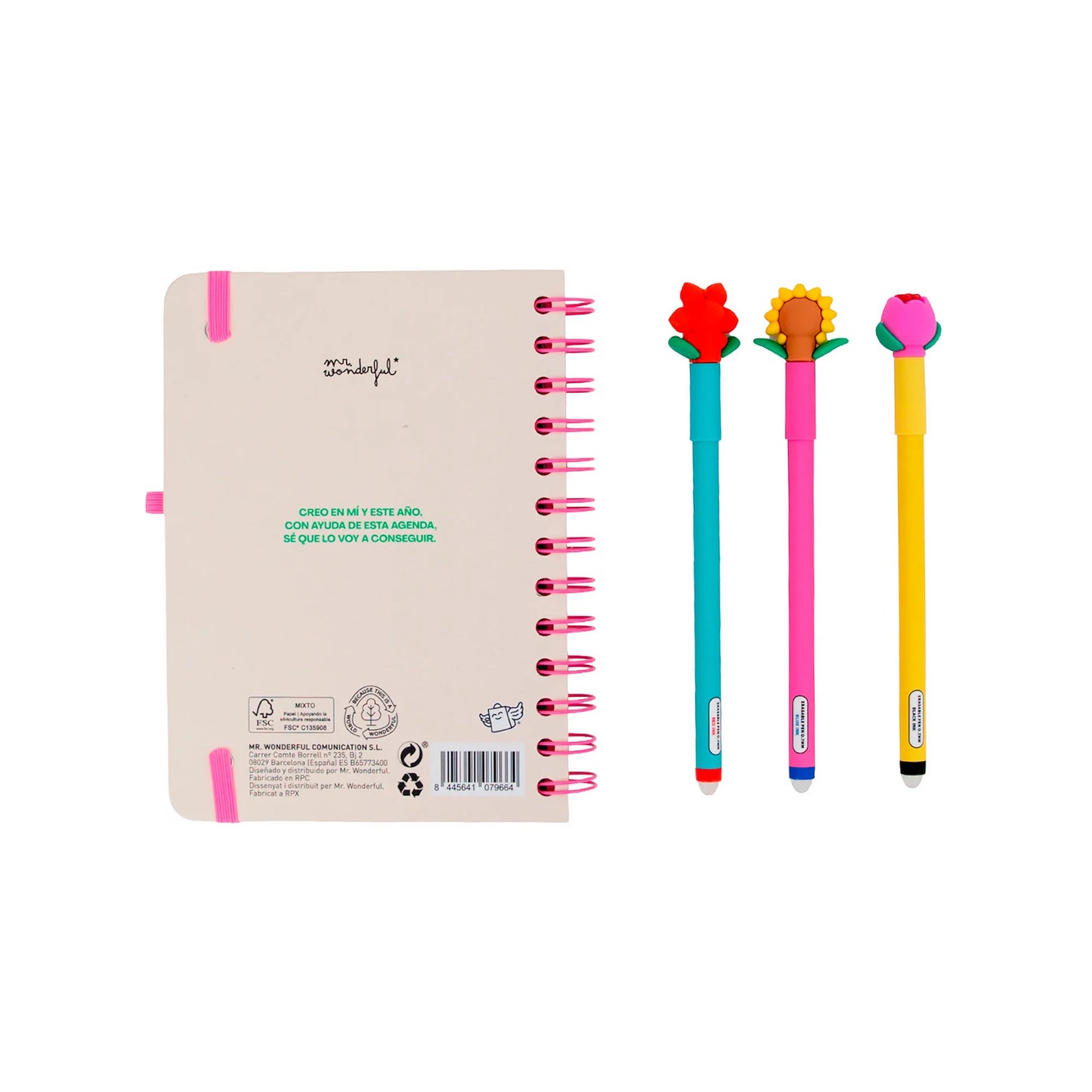 Set agenda Mr. Wonderful 2026-2027 + 3 stylos effaçables Bo-Bo Edition Exclusive