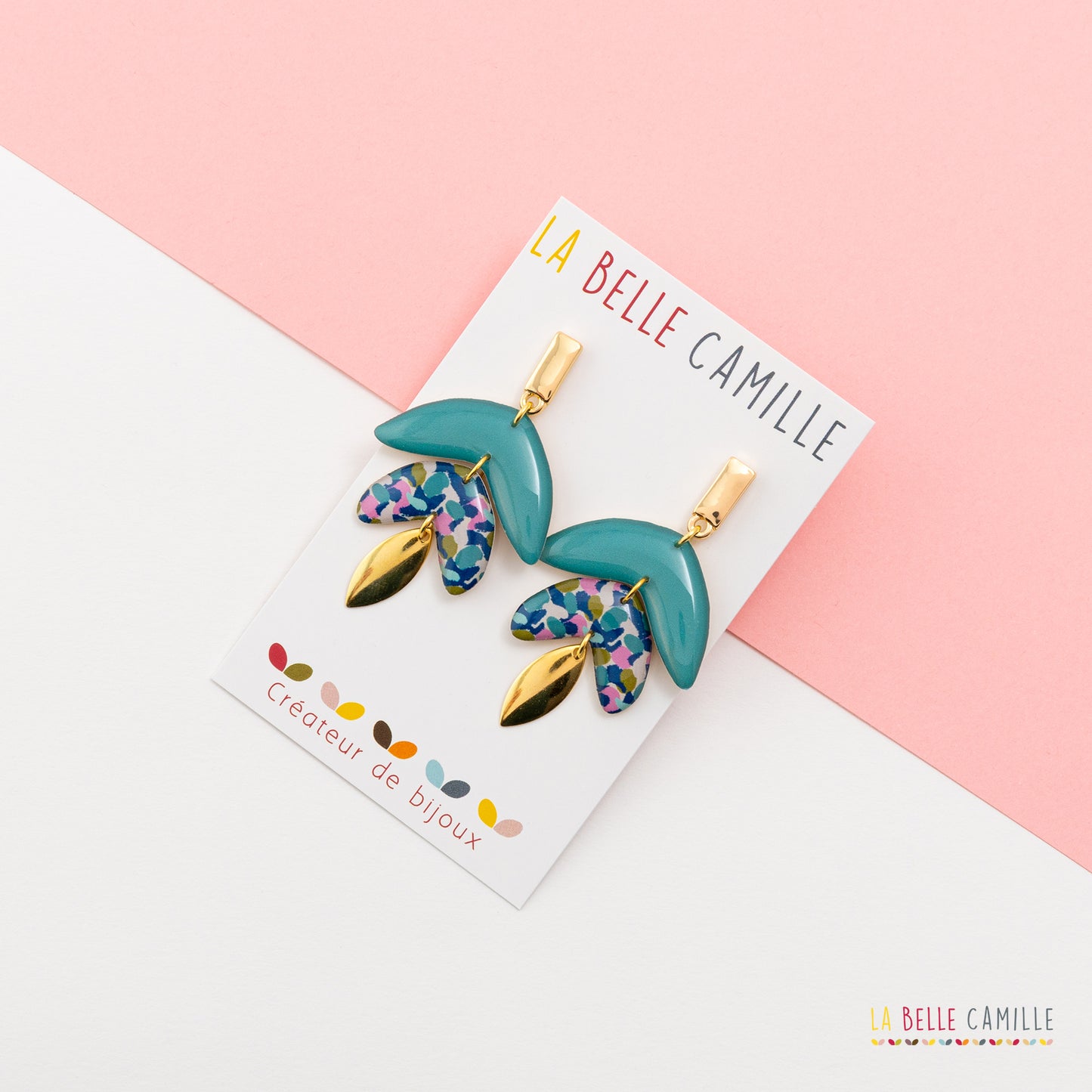 Boucles d'oreilles Alba "Paint bleu"
