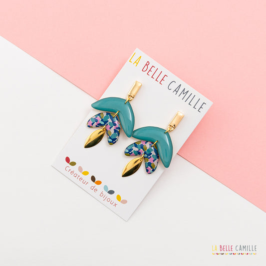 Boucles d'oreilles Alba "Paint bleu"