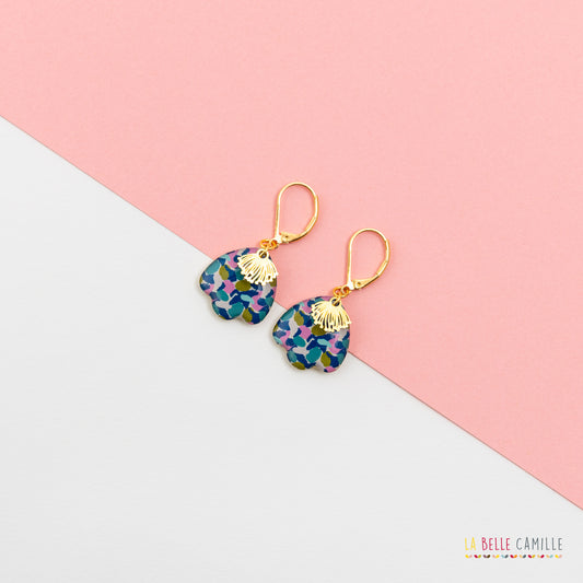 Boucles d'oreilles Flore "Paint bleu"