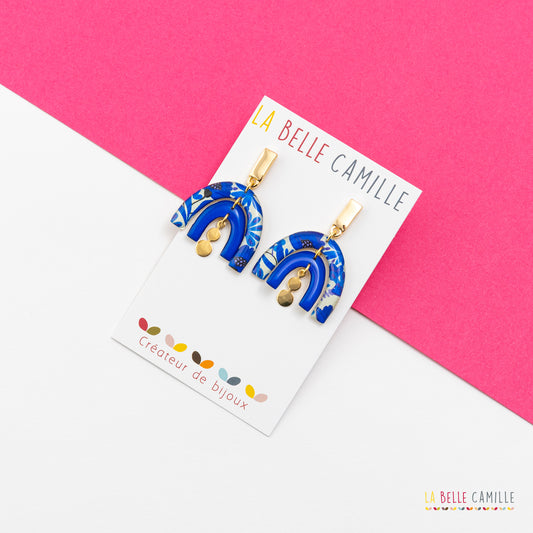 Boucles d'oreilles Maddie "Folk bleu"