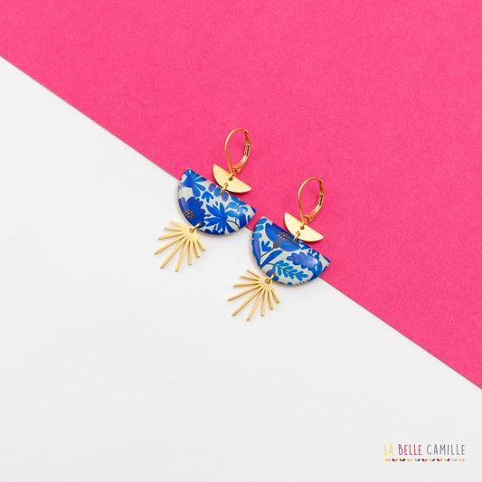 Boucles d'oreilles Angèle "Folk bleu"