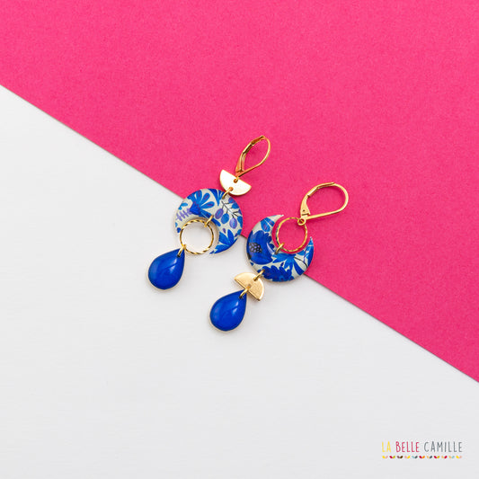 Boucles d'oreilles Astrée "Folk bleu"