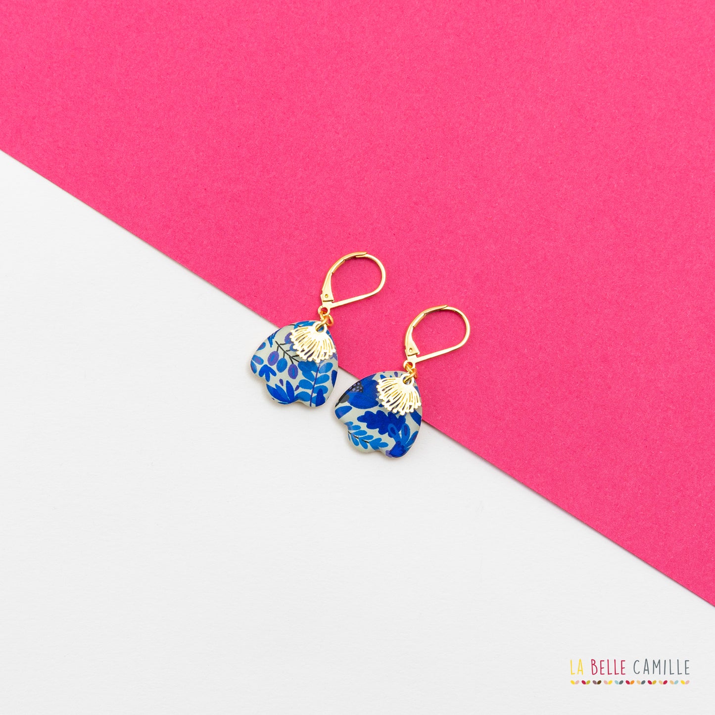 Boucles d'oreilles Flore "Folk bleu"