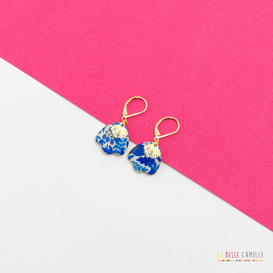 Boucles d'oreilles Flore "Folk bleu"