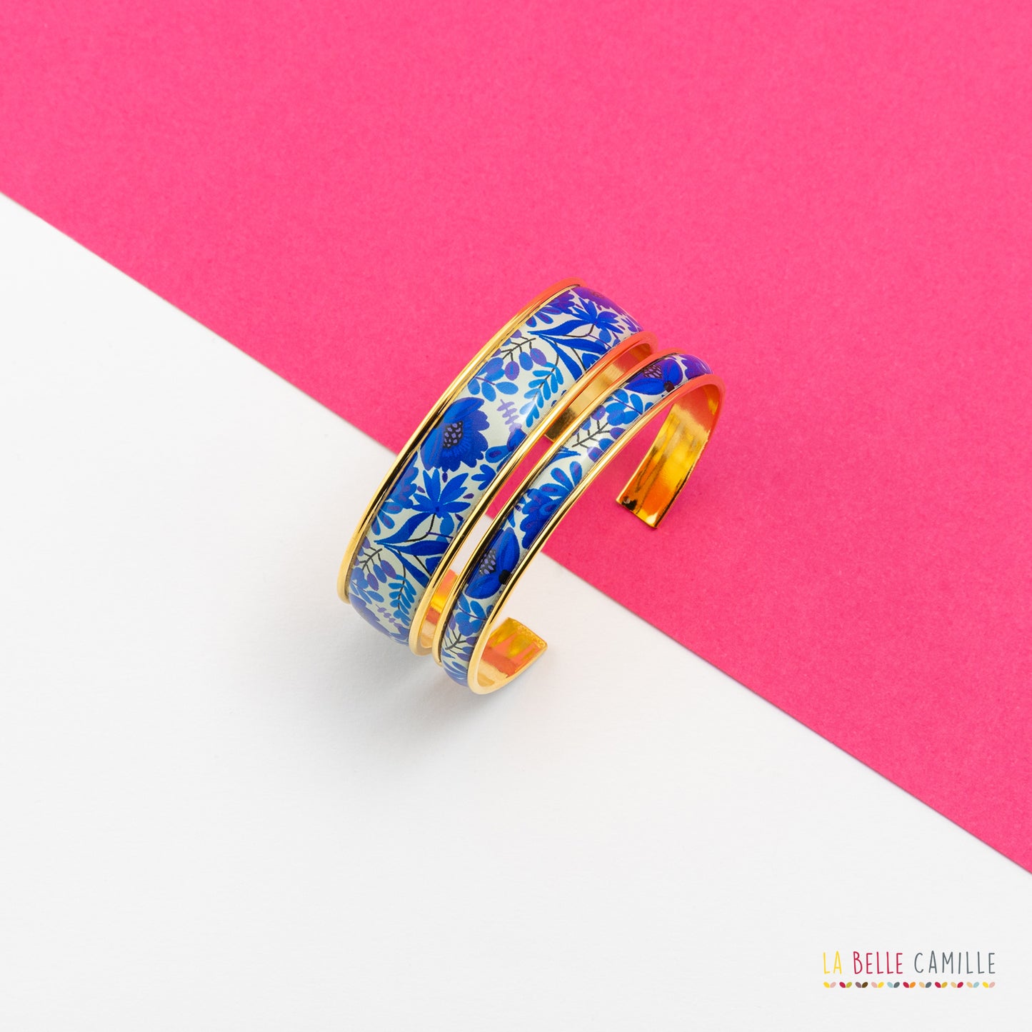 Bracelet Jonc "Folk bleu" - Divers largeurs