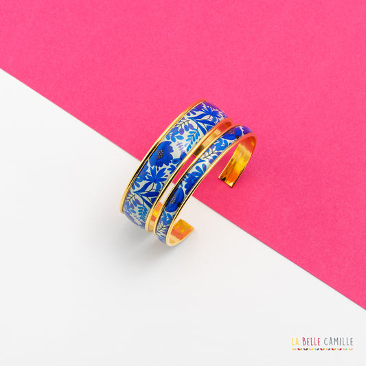 Bracelet Jonc "Folk bleu" - Divers largeurs