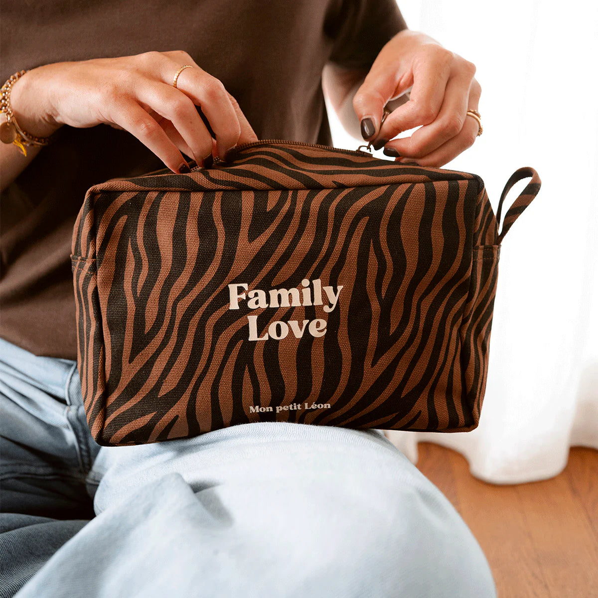 Trousse de toilette coton - Zèbre foncé, Family Love