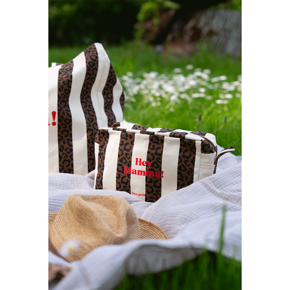 Trousse de toilette coton - Rayures Léopard - Hey Mamma