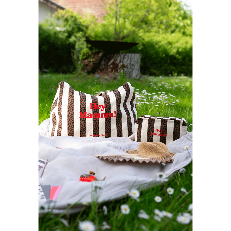 Trousse de toilette coton - Rayures Léopard - Hey Mamma